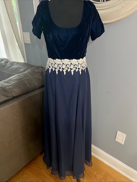 Blue Long Dress w/ Lace