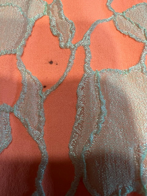 Vintage 1960s Mod Orange Brocade Shift Dress Medium Gold Buttons Sleeveless
