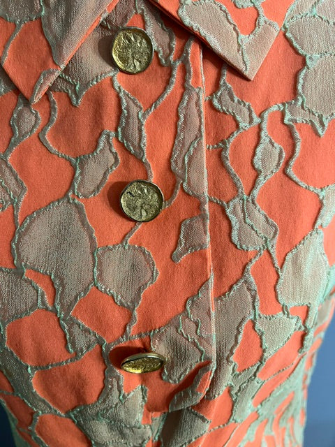 Vintage 1960's Buttons on Orange Dress